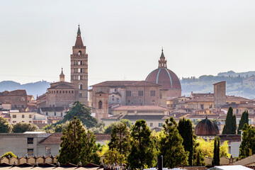 Panoramic view of the skyline of the historic center of Pistoia, Italy