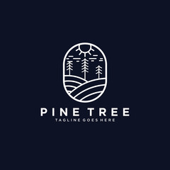 Pine Tree Mono Line logo Design