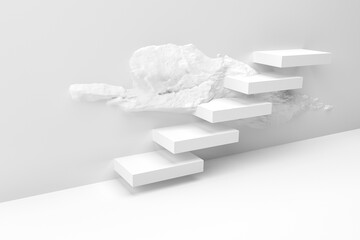 abstract geometric Stone and Rock shape background, minimalist mockup for podium display or showcase, raw stairs, 3d rendering