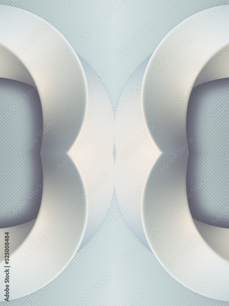 Fototapete digital illustration of a twisted white shapes. 3d rendering pattern background
