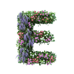3d rendering of vertical flower garden alphabet