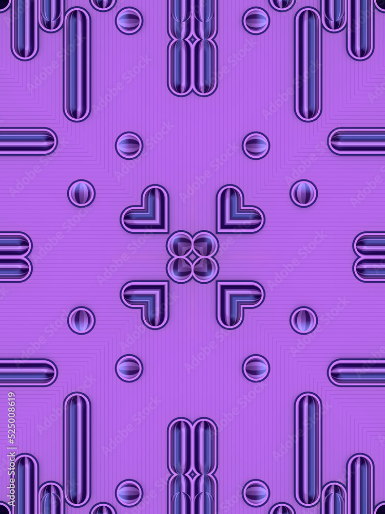 Aufkleber Contemporary abstract pattern of multicolored lines and dots. Design element. 3d rendering digital illustration