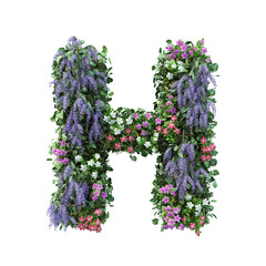 3d rendering of vertical flower garden alphabet