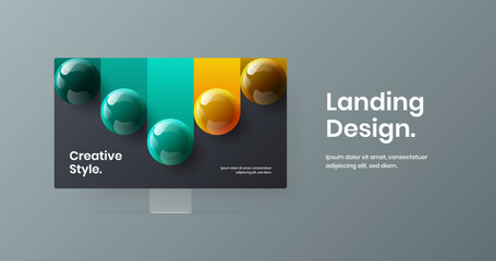 Unique website screen design vector illustration. Abstract computer monitor mockup banner layout.