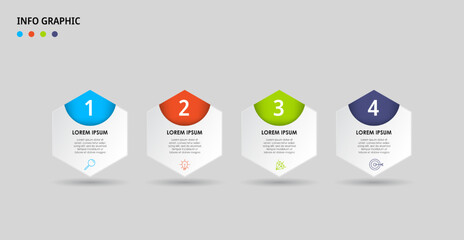 Business hexagon shape Infographic design template Vector with icons and 4 options or steps. Can be used for process diagram, presentations, workflow layout, banner, flow chart, info graph
