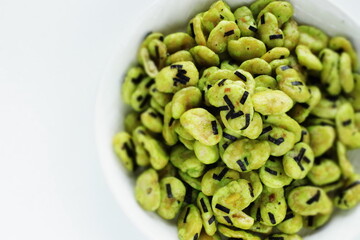 Japanese snack food, wasabi favor broad bean