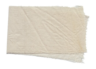 Old dirty linen fabric texture background with stains isolated