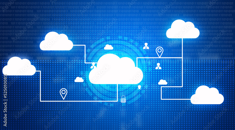 Poster cloud computing, cloud computing internet technology concept background. 3d illustration.