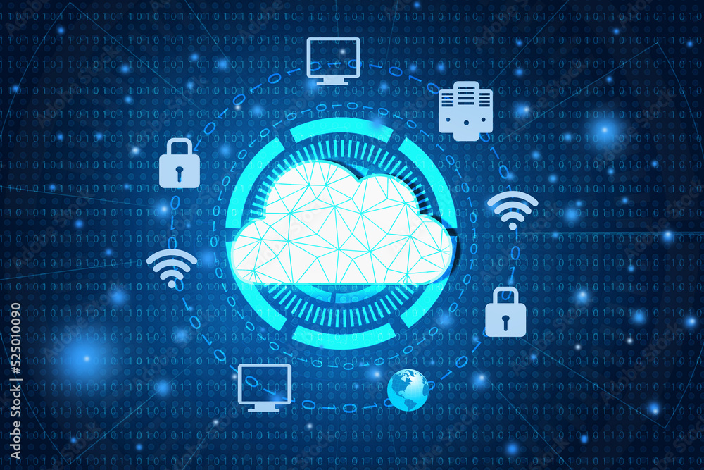 Poster cloud computing, cloud computing internet technology concept background. 3d illustration