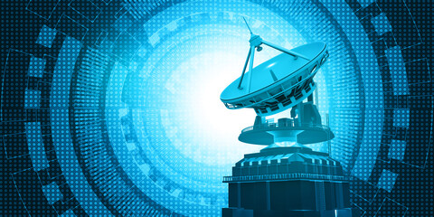 Satellite dish antenna. Modern technology concept. 3d illustration.