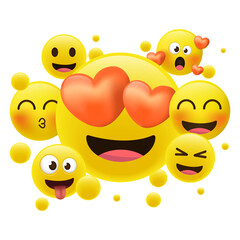 Set of Minimal Cute Emoticons. Cartoon emoji collection.