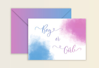 Gender Reveal calligraphy banner Boy or Girl. For Baby shower party invitation