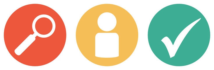 Person, Kontakt oder Profil suchen - Bunter Button Banner