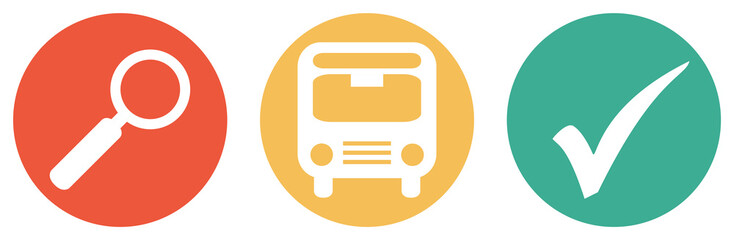 Bus, Fernbus oder Reisebus suchen - Bunter Button Banner
