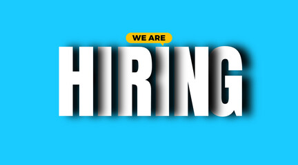 we are hiring typography poster design over blue background