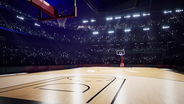 Basketball Arena with people crowds 3d render High quality 4k footage