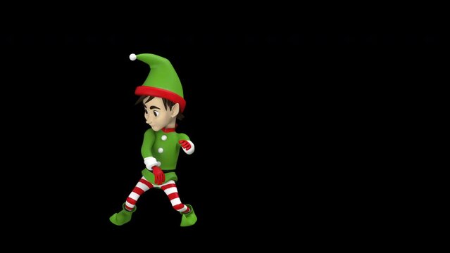 Christmas elf dance - 3d render looped with alpha channel.