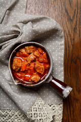 A bowl of traditional goulash.