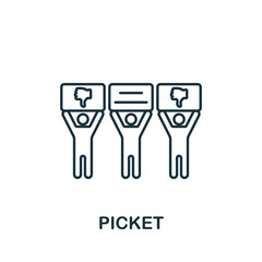 Picket icon. Line simple line Protest icon for templates, web design and infographics