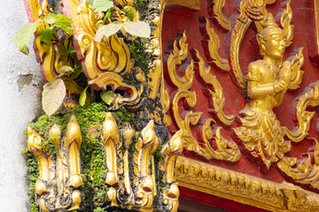 Traditional Thai style stucco  in Thai temple