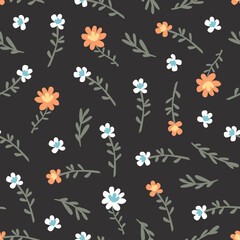 Flowers seamless pattern. Modern vector flat illustration.