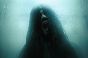 Scary ghost woman, halloween theme