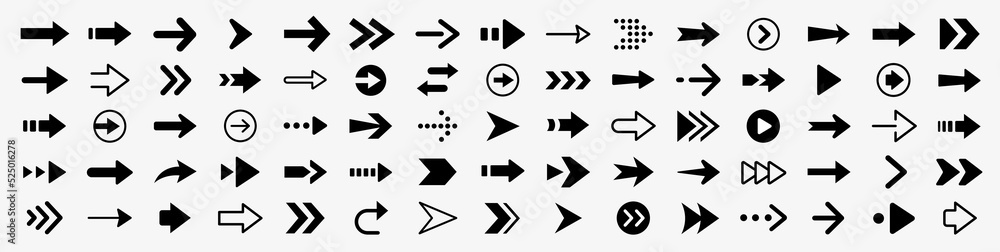 Poster arrow icon set. arrow. cursor. collection different arrows sign. black vector arrows icons. modern s