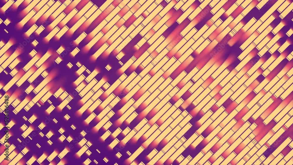 Aufkleber Wavy motion pattern of rectangular stripes. 3d rendering loop animation 4K
