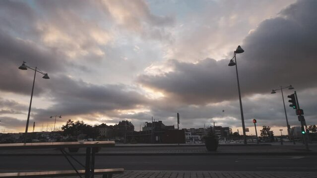 Dunkirk Dunkerque timelapse sunset junction view from a table from a bar