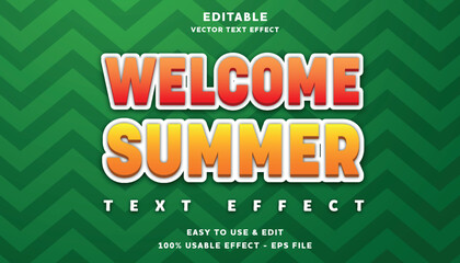 welcome summer editable text effect with modern and simple style, usable for logo or campaign title