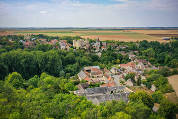 Fototapeta na wymiar aerial view on the french village of Yevre le Chatel