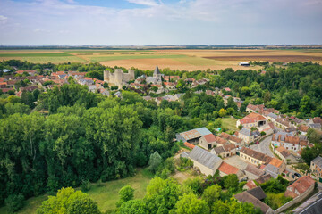 Fototapeta na wymiar aerial view on the french village of Yevre le Chatel