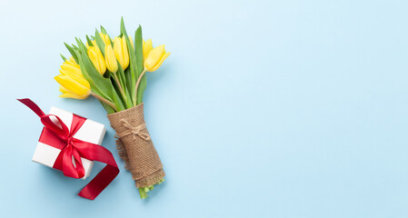 Yellow tulip flowers bouquet