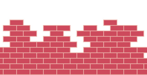 Brick wall and bricklaying building concept construction flat vector illustration.