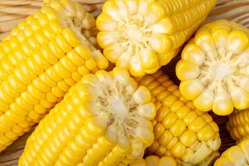 Sweet Corn Ears Closeup