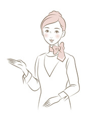 スカーフを巻いた女性のイラスト素材 ベクター 案内 受付 美容部員 おすすめ