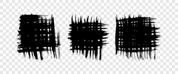 Black brush stroke in square form on transparent background
