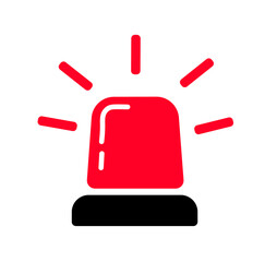 Siren icon. Red flat sign
emergency alarm.
Alert, danger warning. Ambulance flasher, police car.
 Flat character in cartoon style.
Vector illustration