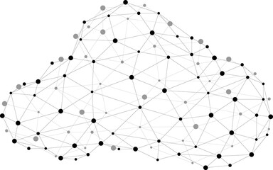 Abstract connecting dots and lines with Cloud computing technology on white and grey background.