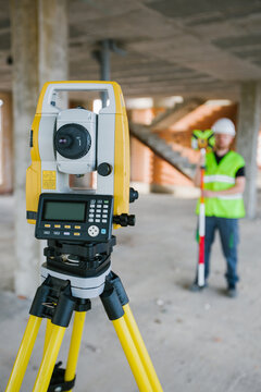 Total station at construction site