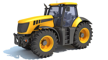 Fototapeta na wymiar Farm Tractor 3D rendering on white background