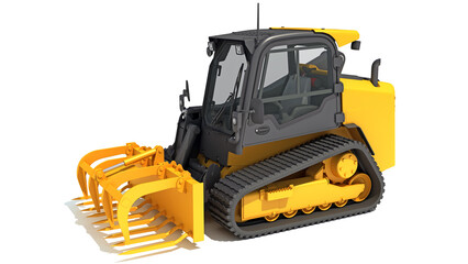 Obraz premium Tracked Skid Loader heavy construction machinery 3D rendering on white background