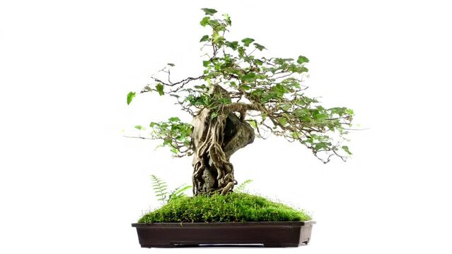 Ivy Bonsai isolated on white Background - Plant turn around