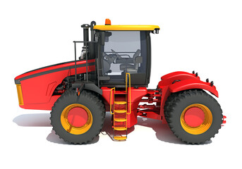 Farm Tractor 3D rendering on white background