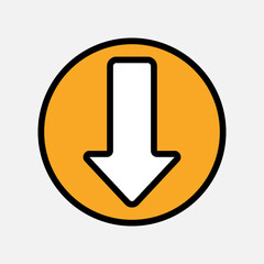 Down arrow icon in filled line style, use for website mobile app presentation