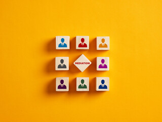 Conflict resolution and mediation concept. Dispute settlement and resolution by the third party...