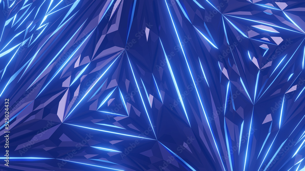 Leinwandbilder 3d rendering image of illuminated geometric shapes in pattern looking like kaleidoscope.