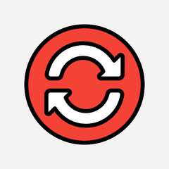 Reload arrow icon in filled line style, use for website mobile app presentation