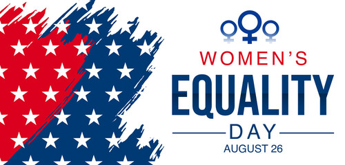 Women's Day of Equality in United States with American Flag background. Brushes stroke flag design