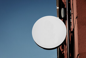 Blank white round store signboard